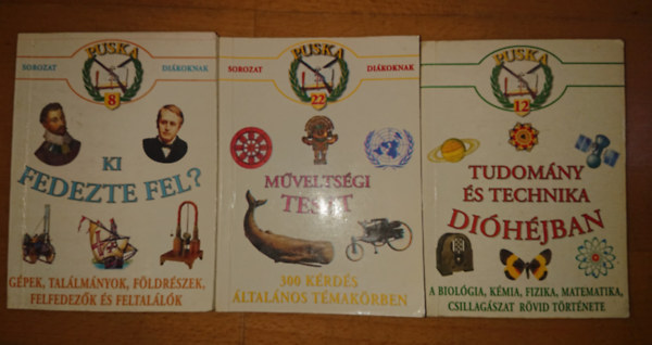 3 ktet a Puska dikoknak cm sorozatbl: Ki fedezte fel?, Mveltsgi teszt, Tudomny s technika dihjban