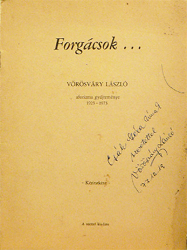 Vrsvry Lszl - Forgcsok... - -- aforizma gyjtemnye 1923-1973