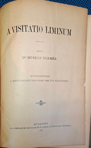 Husz�r Elem�r - A visitatio liminum