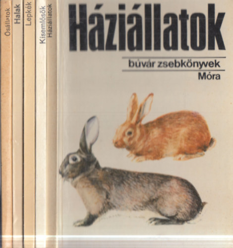 5 db Búvár zsebkönyvek: Ősállatok + Halak + Lepkék + Kisemlősök + Háziállatok