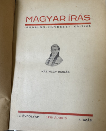 Magyar rs 1935. IV.(irodalom - mvszet - kritika)  IV. vfolyam 4. Szm