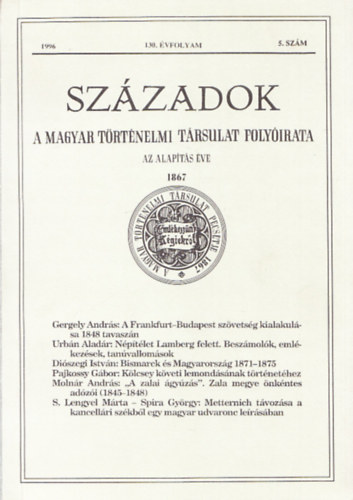 Pál Lajos (fel.szerk.) - Századok - A Magyar Történelmi Társulat Folyóirata, 1996/130.évfolyam, 5.szám