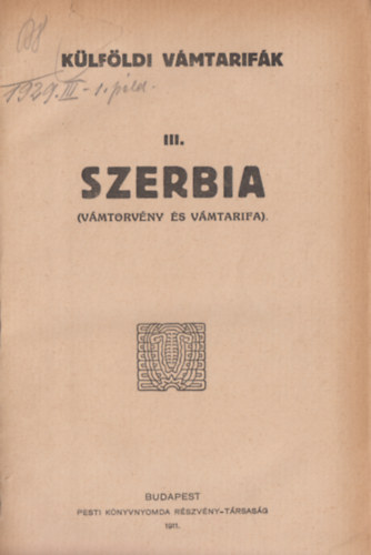 K�lf�ldi v�mtarif�k III - Szerbia
