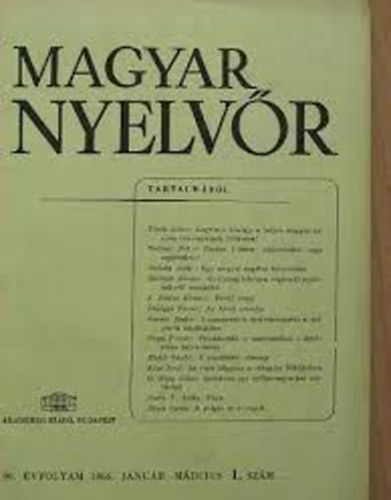 Szarvas Gábor - Magyar nyelvőr 1965/1-4. szám teljes évfolyam