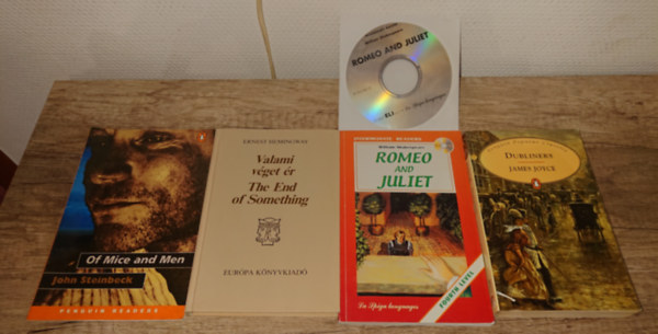 James Joyce, Ernest Hemingway, John Steinbeck William Shakespeare - 4 klasszikus angol nyelvű könyv angolul tanulóknak: Romeo and Juliet (+DVD), Dubliners, The End of Something, Of Mice annd men
