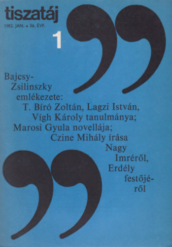 Tiszatj 1982 jan. 36. vfolyam