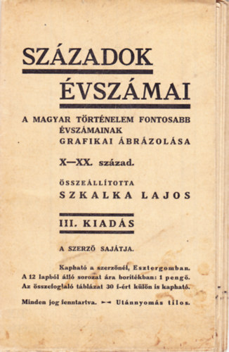 Szkalka Lajos - Szzadok vszmai a magyar trtnelem fontosabb vszmainak grafikai brzolsa X-XX. szzad