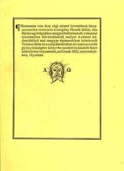 Hartmann von Aue régi német leventének ... (Reprint)