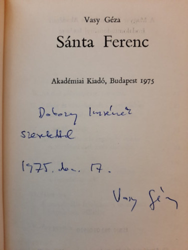 Vasy Géza - Kortársaink (Sánta Ferenc)