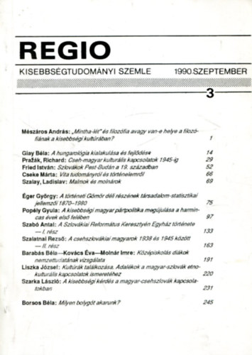 Grendel Lajos - REGIO - Kissebbsgtudomnyi szemle (1990 szeptember)