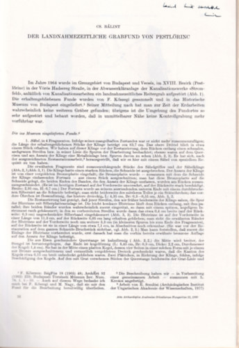 Cs. Blint - Der Landnahmezeitliche Grabfund von Pestlrinc - Klnlenyomat - Dediklt