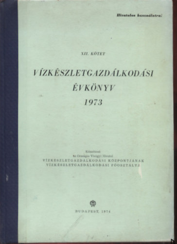 Szab Gyula - Vzkszletgazdlkodsi vknyv 1973