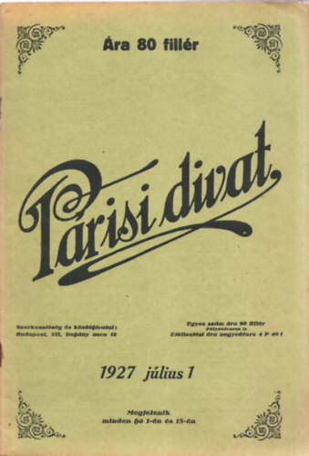 Párisi divat XXII. évfolyam 1927. július 1., 19. szám