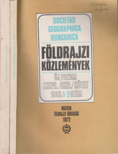 Pcsi Mrton  (fszerk.) - Fldrajzi kzlemnyek 1988/1/4. (teljes vfolyam, 2 db. lapszm)