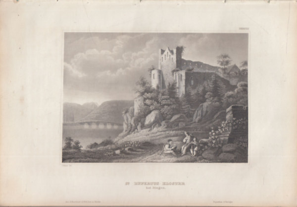 St Rupertus-Kloster (bei Bingen) (Rupertsberg kolostor, Bingen, N�metorsz�g, Eur�pa) (16x23,5 cm lapm�ret� eredeti ac�lmetszet, 1856-b�l)
