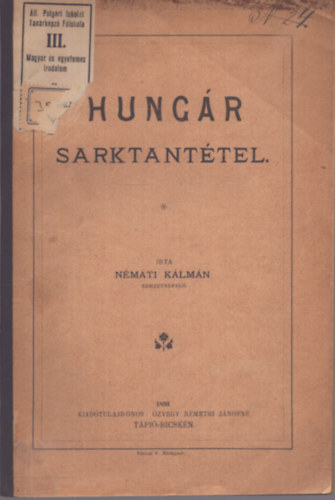 Nmati Klmn - Hungr Sarktanttel (1893)