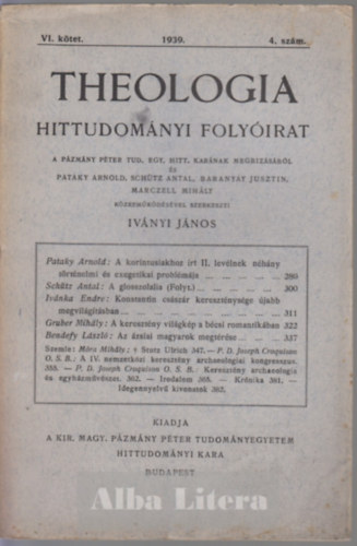 Ivnyi Jnos - Theologia hittudomnyi folyirat 1939. 4. szm