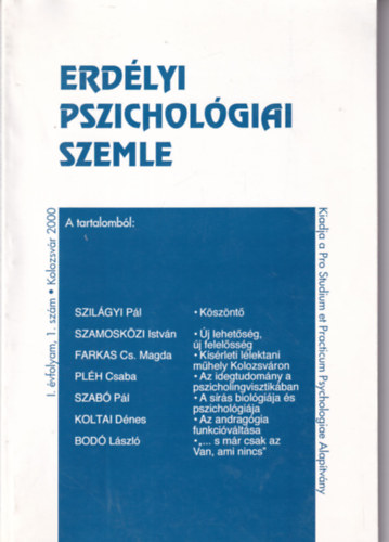 Erdélyi Pszichológiai szemle I. évfolyam I. szám 2000