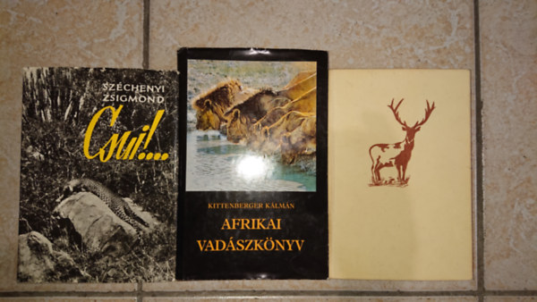 3 db vadszattal kapcsolatos knyv: Szchenyi Zsigmond: Csui!...,Czifferszky Istvn: A gemenci bak s ms vadszelbeszlsek, KIttenberger Klmn: Afrikai vadszknyv