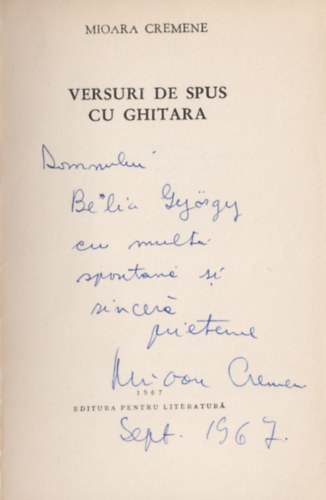 Mioara Cremene - Versuri de spus cu chitara (Dedik�lt)