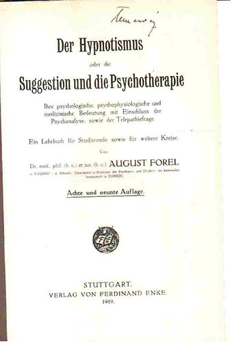 August Forel - Der Hypnotismus
