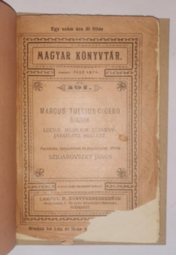 Szidarovszky J�nos  (ford.) - Marcus Tullius Cicero besz�dei Lucius Manilius t�rv�nyjavaslatai mellett