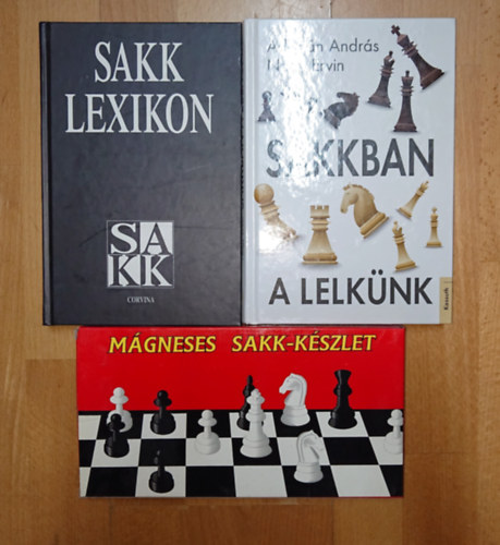 Adorján András, Nagy Ervin - 2 könyv a sakkról + ajándék mágneses sakk-készlet: Sakklexikon, Sakkban a lelkünk + ajándék