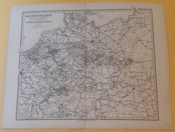 Vogel C. - Das Deutsche Reich und seine Nachbarländer. Zur Übersicht der Eisenbahnen und Dampfschiffahrten, Stieler's Hand-Atlas No. 18, 1 : 3.700.000 (ca. 47 x 38 cm) térkép