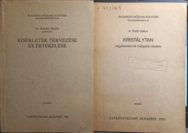 Dr. Dr. Bid Kroly Kemny Sndor - Vegyszmrnki knyvcsomag