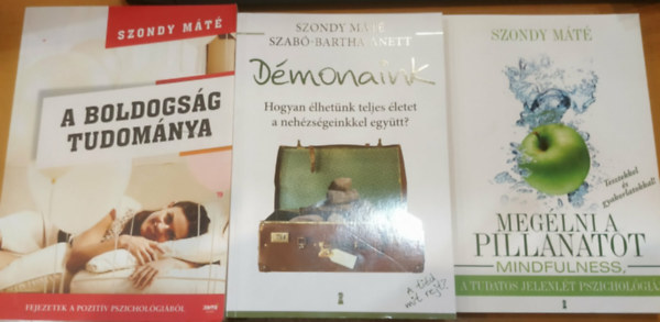 Szabó-Bartha Anett Szondy Máté - 3 db személyiségpszichológia: A boldogság tudománya + Démonaink (Hogyan élhetünk teljes életet a nehézségeinkkel együtt?) + Megélni a pillanatot