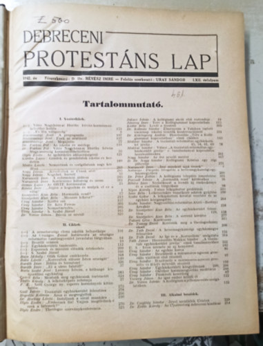 Révész Imre (főszerk.) - Debreceni protestáns lap 1942-es évfolyam 1-38 szám (teljes évfolyam)