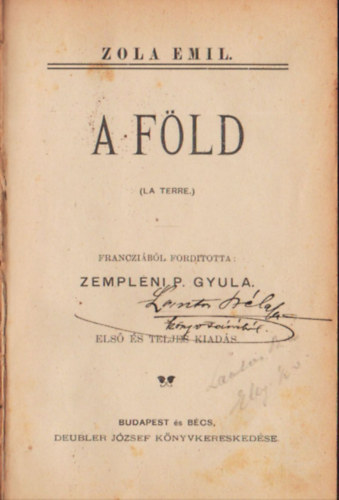 ford.: Zemplni P. Gyula Emil Zola - A Fld