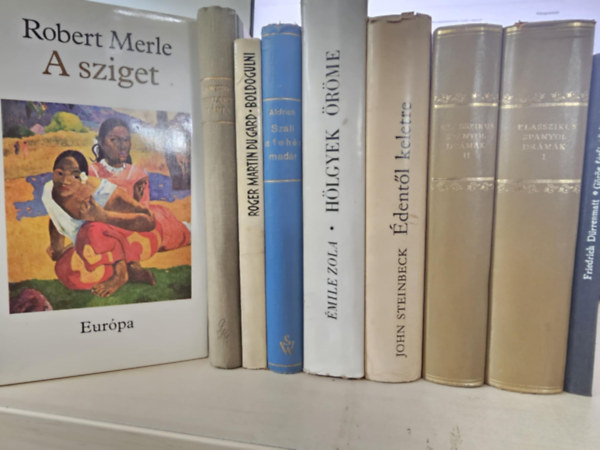 Robert Merle, Stefan Zweig, Roger Martin Du Gard, B. S. Aldrich, Emil Zola, John Steinbeck, Friedrich Drrenmatt - 8db vilgirodalom, KNYVMENT AJNLAT: A sziget+ Stuart Maria+ Boldogulni+ Szll a fehr madr+ Hlgyek rme+ dentl keletre+ Klasszikus spanyol drmk I-II+ Grg frfi grg nt keres