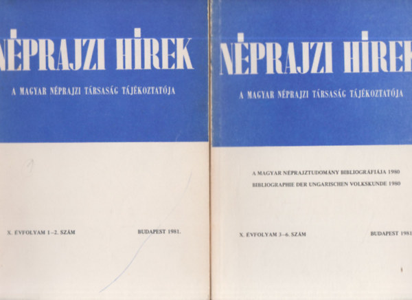 Selmeczi Kov�cs Attila  (szerk) Gr�fik Imre (szerk.) - N�prajzi h�rek 1981/1-6. (teljes �vfolyam, 2 db. lapsz�m)