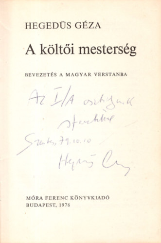 Heged�s G�za - A k�lt�i mesters�g