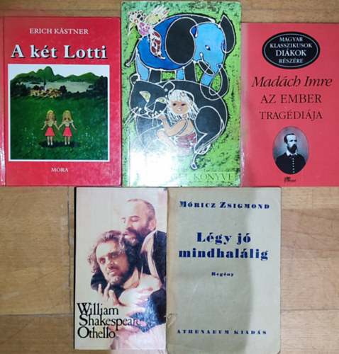 M�ricz Zsigmond, Erich K�stner, Erich Kastner, Mad�ch Imre, William Shakespeare Rudyard Kipling - 5db k�telez� olvasm�ny vegyes koroszt�lynak - Rudyard Kipling-A dzsungel k�nyve, M�ricz Zsigmond-L�gy j� mindhal�lig, Erich Kastner-A k�t Lotti, Mad�ch Imre-Az ember trag�di�ja, W. Shakespeare-Othello