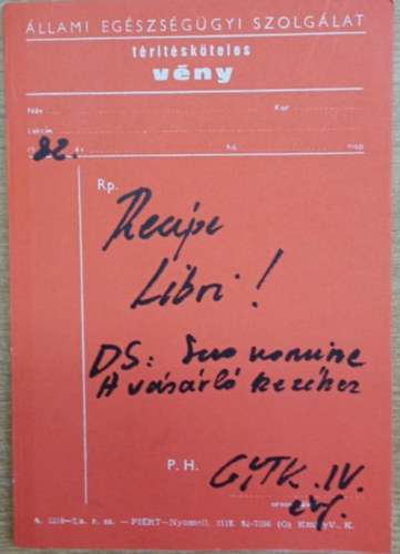 Recipe libri - A Szegedi Orvostudom�nyi Egyetem v�gz�s gy�gyszer�szhallgat�ink �vk�nyve (1983)