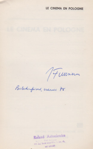 Jacek Fuksiewicz - Le cinema en pologne (Aláírt példány)