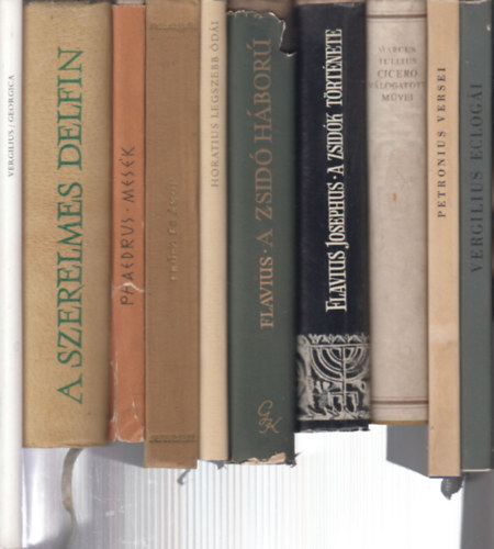 10 db. kori szerzk munki (Vergilius eclogi + Petronius versei + Cicero vlogatott mvei + A zsidk trtnete II. + A zsid hbor + Horatius legszebb di + Ersz s mor + Phaedrus mesk + A szerelmes delfin + Georgica)