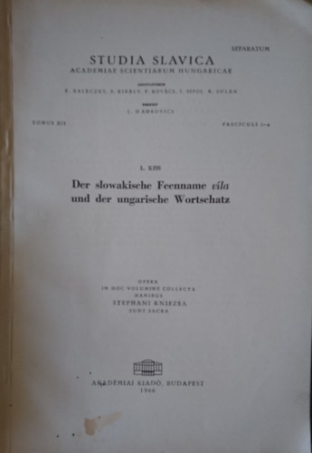 L. Kiss - Der slowakische Feenname vla und der ungarische Wortschatz