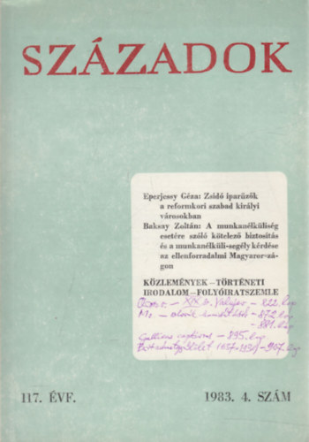Szzadok 1983/4. (A Magyar Trtnelmi Trsulat kzlnye)