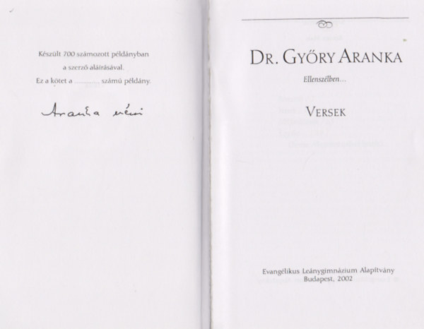 Dr. Gyry Aranka - Ellenszlben... (Dediklt)
