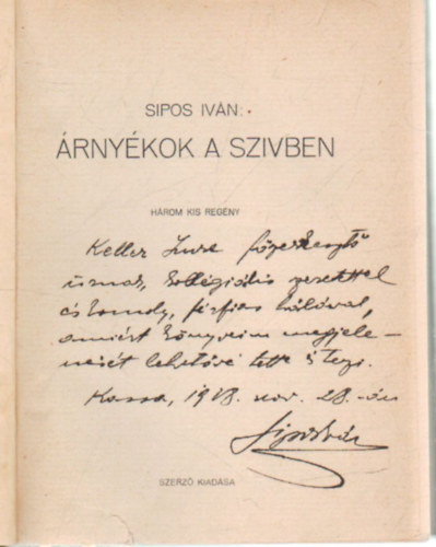 Sipos Ivn - rnykok a szvben (dediklt)