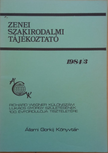 Gyimes Ferenc  (szerk.) - Zenei Szakirodalmi Tjkoztat 1984/3