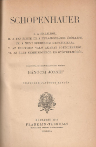 Franklin-Trsulat - Schopenhauer (Bnczi)