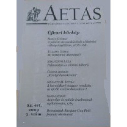 Szsz Gza - Aetas Trtnettudomnyi folyirat 2009/3