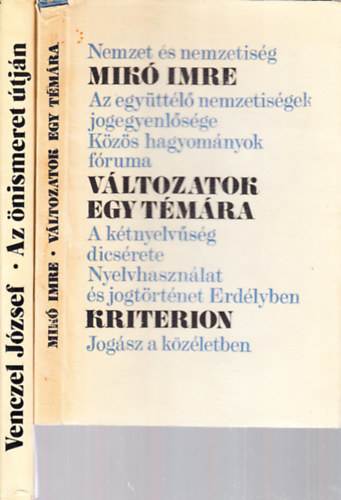 Venczel Jzsef Mik Imre - 2 db. szociolgiai knyv (Vltozatok egy tmra + Az nismeret tjn)