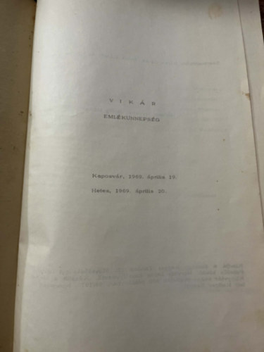 Heisz K�roly  (szerk.), Klujber L�szl� (szerk.) B�res Gyula (szerk.) - Vik�r eml�k�nneps�g