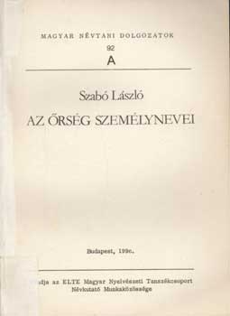 Szabó Láaszló - Az Őrség személynevei