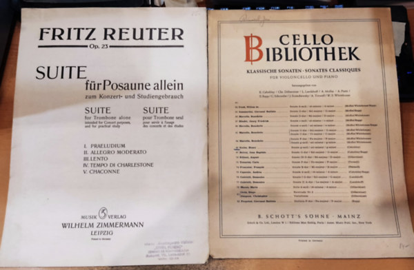 B. Schott's Fritz Reuter - 2 kotta: Fritz Reuter Op. 23 (Z:11520) + Cello Bibliothek (30425)